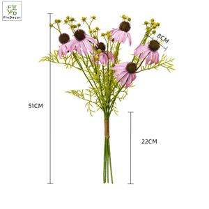 High-end 51cm yapay ekinezya buket nemlendirici el mor <span class=keywords><strong>Coneflower</strong></span> gerçek çiçekler düğün dekorasyon - Product Image 4