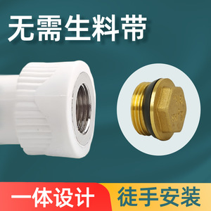 Bouchons filetés mâles en cuivre massif épaissi, 4-6 points, pour tuyaux d'eau, bouchons filetés de 1 pouce, bouchons filetés mâles 32 - Product Image 4