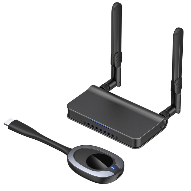 SIBOLAN 4K 30Hz Wireless HD Extender Adapter Dual Antenna Dual Video Outputs USB Output 1080p Resolution VGA Switcher Plastic 50