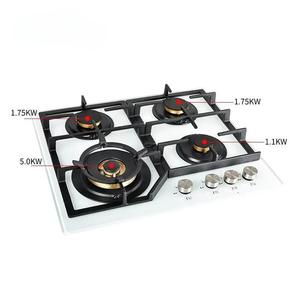 Top kompor Gas 4 pembakar, kompor Gas tanam Stainless Steel permukaan hitam 4 pembakar kompor Gas