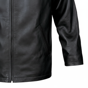 Veste en cuir décontractée pour homme, automne-hiver, fermeture éclair, vêtements pour homme, veste en cuir à manches longues, veste de mode, veste de moto pour homme - Product Image 1