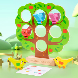 Gioco di abbinamento con uccelli di legno <span class=keywords><strong>che</strong></span> si posizionano sugli alberi, adatto per l'allenamento del pensiero logico dei bambini e per l'educazione precoce. - Product Image 3
