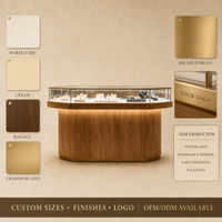 Maßgefertigte Schmuck-Vitrine LED-Beleuchtete Glasvitrine Freistehende Holz-Ausstellungsvitrine für Juweliergeschäfte Einzelhandel