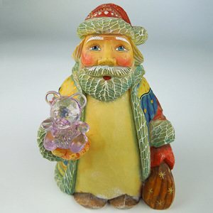 Figura de Papá Noel de Resina Etechan con Oso de Peluche de Cristal, Decoración Navideña - Product Image 1