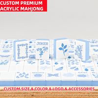 Jeu de Mahjong américain bleu et blanc avec tuiles en acrylique double couche et bords arrondis lisses