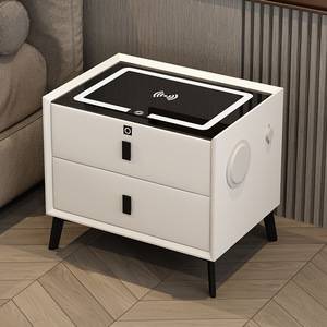 Smart Makeup Room <strong>White</strong> Wooden <strong>Bedside</strong> With Audio Wireless Charging Fingerprint Lock Multi-function Dressing Table - Product Image 4