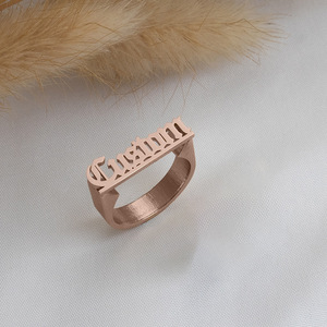Cincin Nama Pribadi Ukiran DIY Baja Anti Karat, Perhiasan Kustom, Hadiah Unik, Model Terbaru, Diskon Besar - Product Image 4