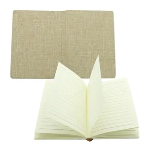 Cuaderno de papel rayado de material de yute en blanco de la sublimación del lino de la materia textil de la nueva llegada A4 A5 A6