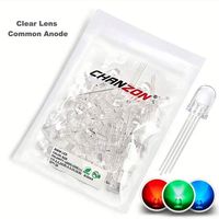 50pcs 8mm RVB LED Diode émettrice Micro indicateur rouge vert bleu multicolore Anode commune Cathode 3V Super lumineux PCB Circuit ampoule