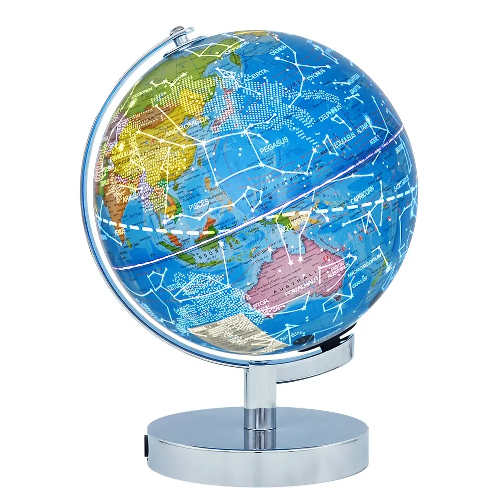 Éclairage blanc 8 pouces éducatif carte du monde Globe lumière monde globe Constellation globe pour décor cadeaux promotion outil d'enseignement