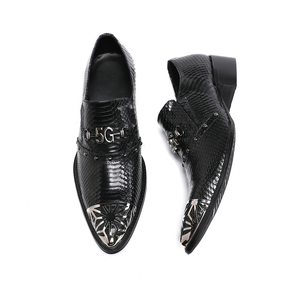 NA373 Luxury Brand Designer moda <span class=keywords><strong>uomo</strong></span> pelle di serpente nera pelle di grano punta a punta abito <span class=keywords><strong>scarpe</strong></span> da sposa appartamenti Casual da <span class=keywords><strong>uomo</strong></span> - Product Image 5