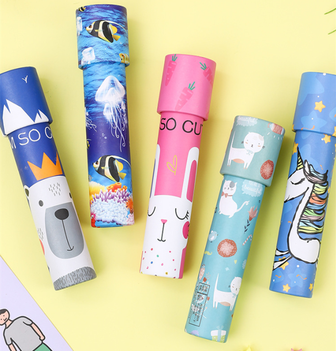 Образовательные игрушки на заказ рекламные товары Китай Оптовая Продажа калейдоскоп волшебный телескоп игрушечная бумага мини калейдоскоп печать