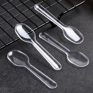 PS Transparente Ice Cream Scoop Descartável Pequeno <span class=keywords><strong>Mini</strong></span> Colher De Plástico para Sobremesa - Product Image 1