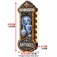 Enseigne lumineuse LED en porcelaine antique, métal vintage, objet de collection, publicité pour magasin d'antiquités, décoration murale