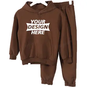 Custom made kids hoodie sets thickening 2-12 years old children apparel 100% cotton boy and girl winter warm clothing set