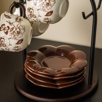 Ensemble de tasses à café en céramique florale de luxe léger, tasses à lait en céramique pour la maison