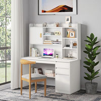Meubles de bureau à domicile modernes, bureau d'ordinateur avec étagère, table d'ordinateur simple blanche pour l'étude et l'écriture avec tiroirs