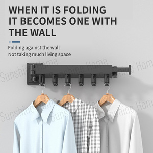 Colgador de ropa retráctil plegable para exteriores, tendedero de ropa montado en la pared - Product Image 4