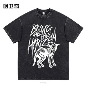 欧洲美式“Bring <span class=keywords><strong>Me</strong></span> Horizon”嘻哈100%棉短袖透气T恤男女通用宽松原宿风格字母印花 - Product Image 4