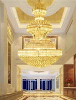 Lustres modernes en or à LED de luxe pour hôtel, grands lustres en cristal K9, luminaire suspendu islamique pour banquet et hôtel
