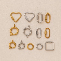 ACEWORKS SJF119-01 Mousquetons à vis de verrouillage |   Acier inoxydable plaqué or 18K PVD |   Supports de breloques DIY en forme de cœur, ovales et carrés