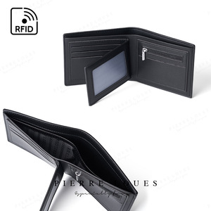 Pierre Lques <b>Men's</b> <b>Wallet</b> 5 Inch <b>RFID</b> Protection Multi-Card Slot Black Lightweight Everyday Use - Product Image 1
