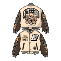 DiFan-Veste universitaire vintage unisexe pour homme, blouson de baseball, avec broderie letterman, col montant, hip hop, pour l'hiver