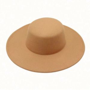 2023 New Flat Top Woolen Felt <b>Hat</b> Bowler <b>Hat</b> Jazz French Wide Brim Fedora <b>Hats</b> Women Wholesale - Product Image 1