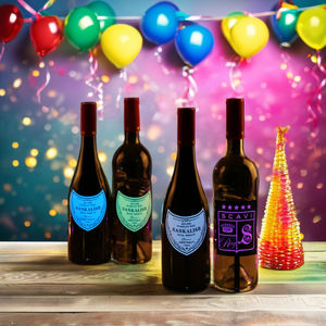 Matériau PET lumineux d'autocollant de bouteille de vin LED de haute qualité avec lumière rougeoyante pour Diwali Noël Pâques ou l'obtention du diplôme - Product Image 1