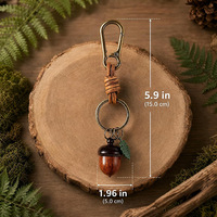 Porte-clés en bois naturel style bohème en forme de gland, breloque pour sac à main, sac à dos, breloque feuille vintage, accessoire de sac, cadeaux, porte-clés, cadeau nature