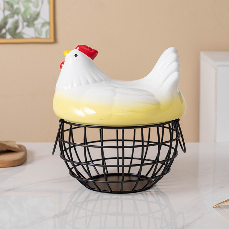 Gradient yellow hen with black American-style basket