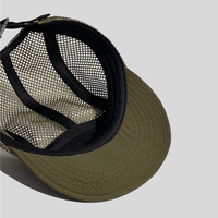 Personnalisé 5 Panneau Mesh Non Structuré Sport Trail Runner Casquette De Camp À Séchage Rapide Vert Olive Léger Nylon Plat Bill Camping Chapeaux