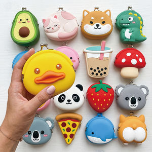 Monedero de Silicona con Cierre de Beso, Diseño Kawaii 3D de Animales y Frutas, con Logotipo Personalizado, Llavero, Estuche para Auriculares, Regalo para Niños, Venta al Por Mayor - Product Image 1