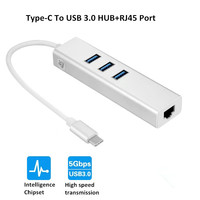 Precio de fábrica 4 en 1 USB 3,0 a RJ45 Gigabit Ethernet adaptador tarjeta de red con 3 concentradores USB 3,0