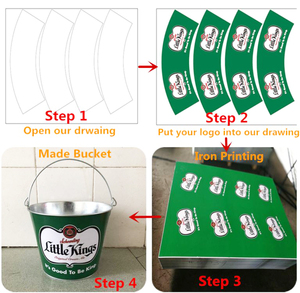 Hielera para Cerveza con Logotipo Personalizado, Cubo de Hielo de Metal Negro Galvanizado con Asa de Hierro - Product Image 6