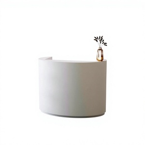 Premium Modern Eco-Friendly <b>Small</b> White Wood Reception <b>Desk</b> Storage- Shelf Office Salon Hotel Commercial Front <b>Desk</b> Counter - Product Image 3