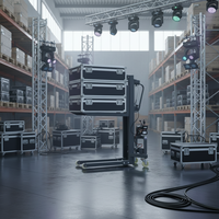Chariot élévateur électrique portable, capacité de charge 300 kg, hauteur de levage 1,6 m, mât à deux étages, batterie au plomb-acide, boîte à lumière de scène