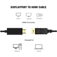 Adaptateur HDMI mâle vers mâle de haute qualité OEM 6FT, câble HDTV, adaptateur DP vers HDMI avec cordon plaqué or, prend en charge la résolution 1080P