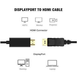 OEM de alta calidad de 6 pies PUERTO DE PANTALLA macho a <span class=keywords><strong>HDMI</strong></span> macho adaptador Hdtv Cable DP a <span class=keywords><strong>HDMI</strong></span> adaptador con soporte de cable chapado en oro 1080P - Product Image 4