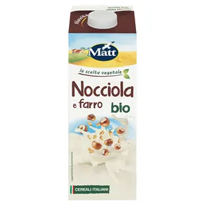 Italian Healthy Food Matt High Quality Organic Hazelnut Spelt Milk Low-Salt Sugar-Free Plant-Based Drink Made In Italy
