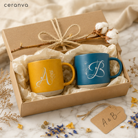 Taza de Cerámica Personalizada con Iniciales, Taza de Café de Gres Grabada con Nombre Personalizado, Set de Regalo para Parejas, Venta al por Mayor OEM ODM