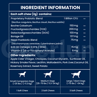 Friandises Probiotiques OEM pour Chiens Atteints d'Allergies avec Colostrum, Prébiotiques et Levures pour l'Équilibre, Soutien de la Peau et du Pelage, Complément Alimentaire pour Chiens – Fabricant