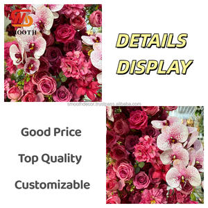 Fleur d'arc artificielle rose vif lisse pour la décoration de toile de fond de mariage Arrangements de panneau de fleur de Rose - Product Image 5