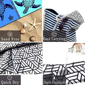 Sampel gratis handuk pantai katun poliester ekstra besar penyerap persegi panjang ukuran besar cetak laut kustom untuk pantai luar ruangan - Product Image 5