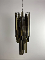Lustre Vintage Mid-Century en Verre de Murano Ambre Trilobi