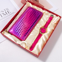 Set Jam Tangan dan Dompet Wanita Mewah untuk Hari Valentine dan Hari Ibu, Logo Dapat Disesuaikan, Hadiah Suvenir Lintas Negara, Merek OEM