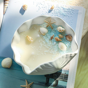 Décoration d'intérieur de luxe européenne Beauté côtière <span class=keywords><strong>Bougie</strong></span> parfumée en coquillages naturels à base de soja pour souvenirs Idées cadeaux - Product Image 1