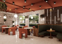 Design d'intérieur moderne et simple pour le café Concept de comptoir de bar de restaurant personnalisé Ensemble meubles de table de restaurant de fantaisie