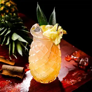Bouteille de jus prix de gros forme d'ananas verre clair 500ML verrerie verre à boire trempé tasse