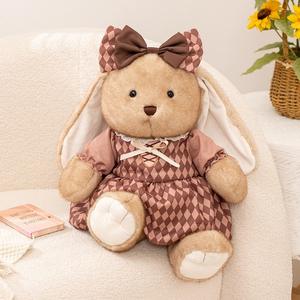 Lindo Peluche <span class=keywords><strong>de</strong></span> Conejo Sucio <span class=keywords><strong>de</strong></span> Chocolate con Vestido y Lazo, Relleno <span class=keywords><strong>de</strong></span> Algodón PP, Muñeco <span class=keywords><strong>de</strong></span> Conejita, Regalo para Niños - Product Image 3